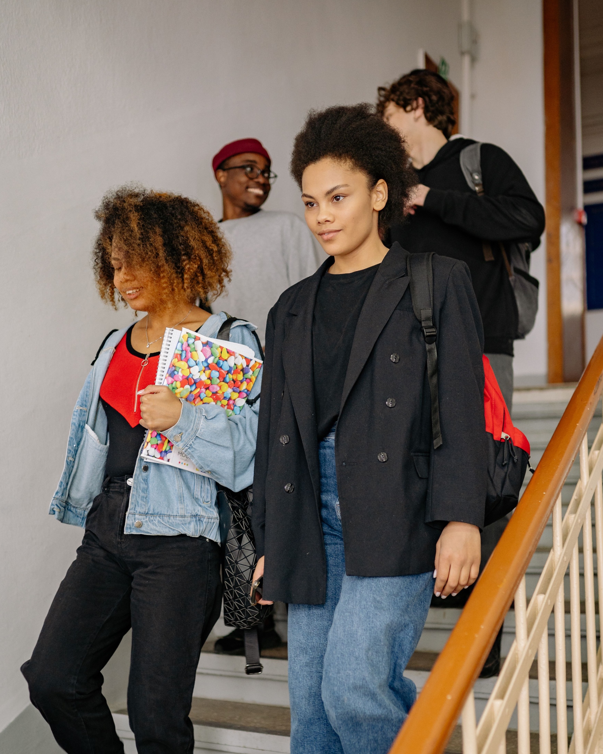 OneHive learners on a staircase